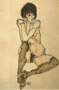 Egon Schiele Seated Female Nude,Elbows Resting on Right Knee (mk12) Spain oil painting artist
